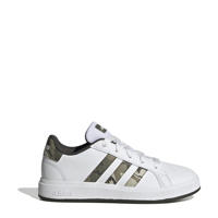thumbnail: Wit en groene jongens en meisjes adidas Sportswear Grand Court 2.0 sneakers van imitatieleer/textiel met veters en camouflageprint