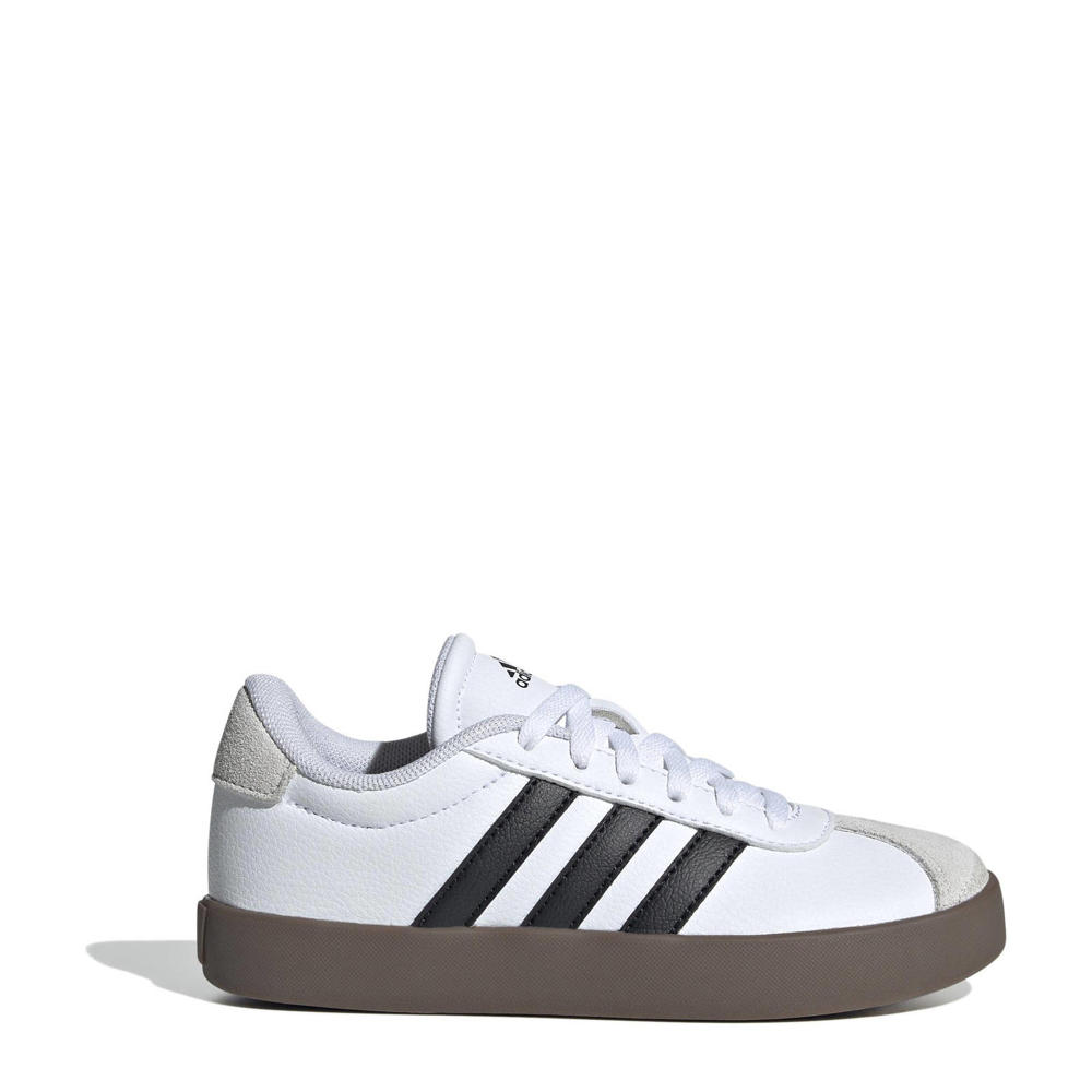 Wit, zwart en beige jongens en meisjes adidas Sportswear VL Court 3.0 sneakers van suède met veters