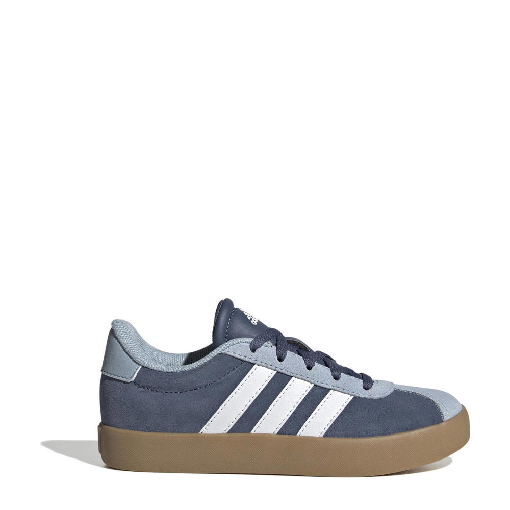 Donkerblauw, lichtblauw en witte jongens en meisjes adidas Sportswear VL Court 3.0 sneakers van suède met veters