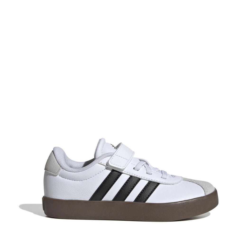 Wit, zwart en beige jongens en meisjes adidas Sportswear sneakers van suède met veter- met klittenbandsluiting