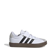 thumbnail: Wit, zwart en beige jongens en meisjes adidas Sportswear VL Court 3.0 sneakers van suède met veter- met klittenbandsluiting