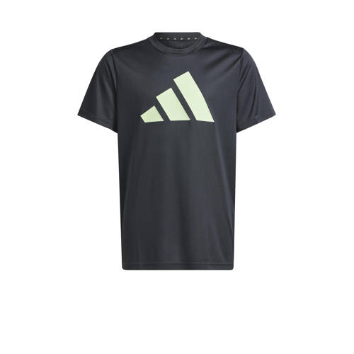 adidas Sportswear sportshirt zwart/lichtgroen Sport t-shirt Jongens/Meisjes Polyester Ronde hals