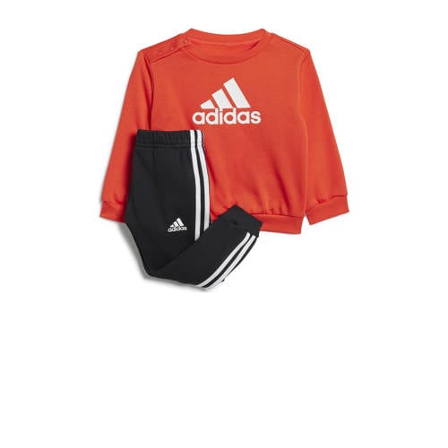 adidas Sportswear joggingpak rood/zwart Jongens/Meisjes Katoen Ronde hals
