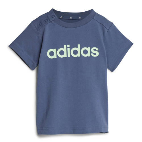 Adidas Sportswear T-shirt + short blauw grijs Shirt + broek Jongens Meisjes Katoen Ronde hals 86