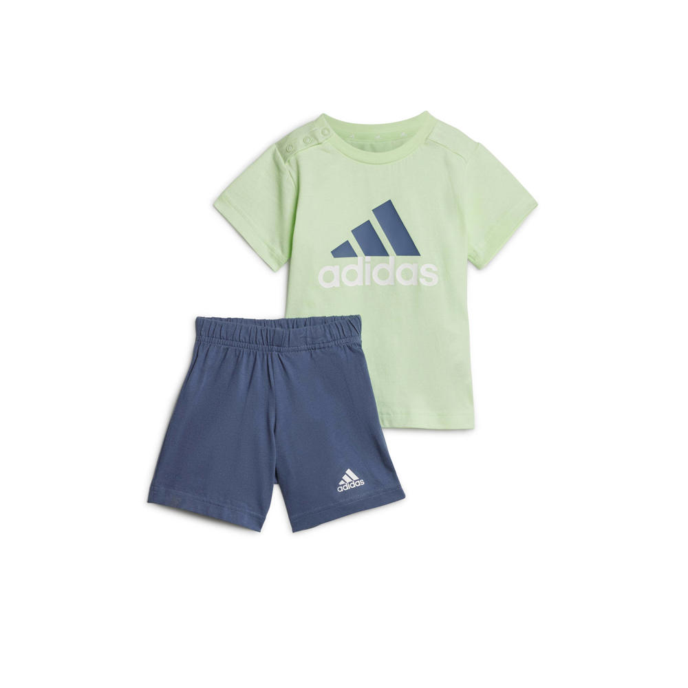 adidas Sportswear T-shirt + short lichtgroen/donkerblauw