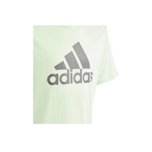 Adidas Sportswear T-shirt lichtgroen grijs Jongens Meisjes Katoen Ronde hals 176