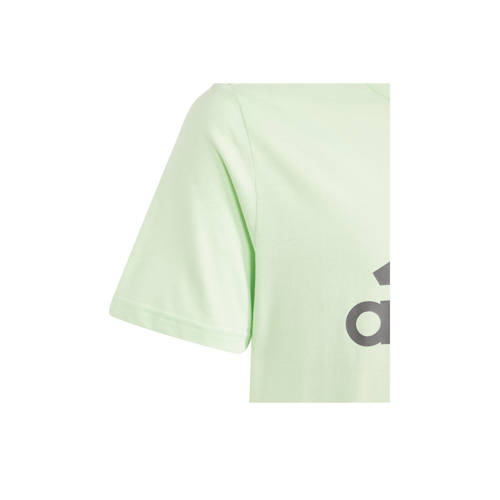 Adidas Sportswear T-shirt lichtgroen grijs Jongens Meisjes Katoen Ronde hals 176