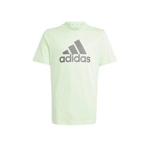adidas Sportswear T-shirt lichtgroen/grijs Jongens/Meisjes Katoen Ronde hals
