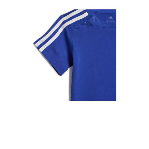 Adidas Sportswear joggingpak blauw zwart Shirt + broek Katoen Reverskraag 104