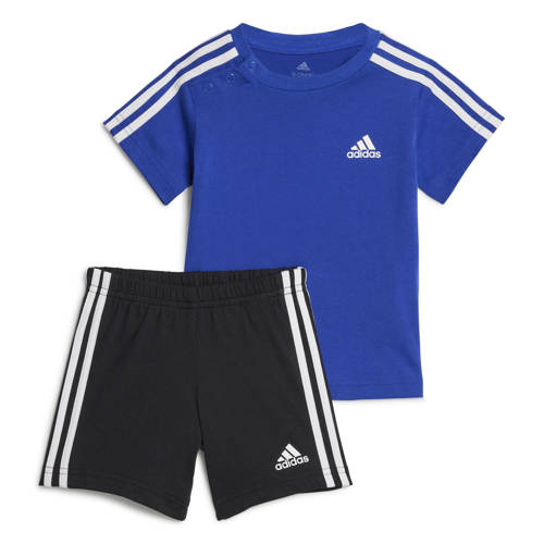 adidas Sportswear joggingpak blauw/zwart Shirt + broek Jongens/Meisjes Katoen Reverskraag