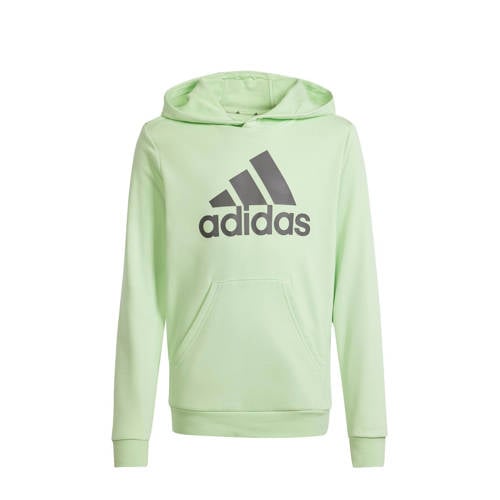 adidas Sportswear French terry hoodie lichtgroen/grijs Trui Jongens Katoen Capuchon