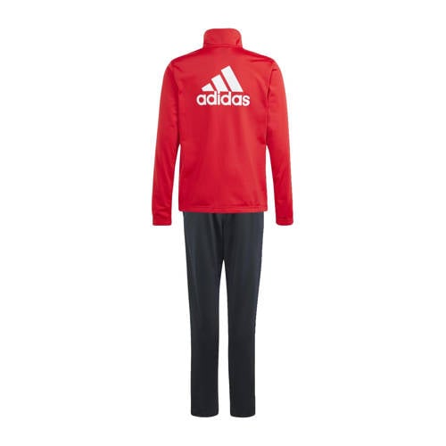 Adidas Sportswear trainingspak rood zwart Meisjes Polyester Opstaande kraag 140