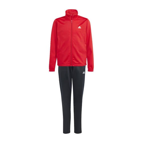adidas Sportswear trainingspak rood/zwart Meisjes Polyester Opstaande kraag