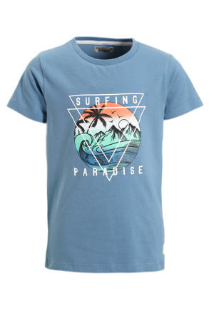 T-shirt T-shirt ss met printopdruk blauw