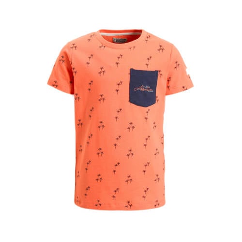 DJ Dutchjeans T-shirt T-shirt ss met all over print oranje Jongens Katoen Ronde hals