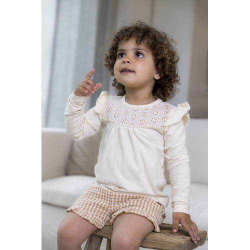 Dirkje baby longsleeve offwhite Wit Meisjes Stretchkatoen Ronde hals Effen 56