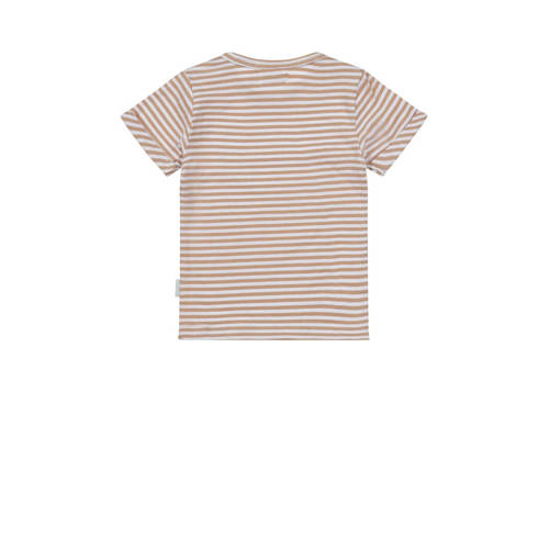 Dirkje gestreept T-shirt ss bruin wit Jongens Katoen Ronde hals 104