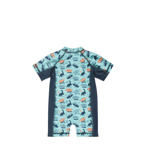 Dirkje UV zwempak donkerblauw aquablauw multicolor UV shirt Jongens Polyester Opstaande kraag 110 116