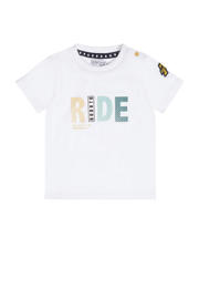 thumbnail: Witte jongens Dirkje T-shirt T-shirt ss van katoen met tekst print, korte mouwen en ronde hals