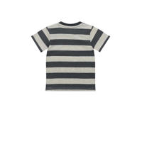 thumbnail: Donkerblauw en beige meisjes Dirkje gestreept T-shirt T-shirt ss van katoen met korte mouwen en ronde hals
