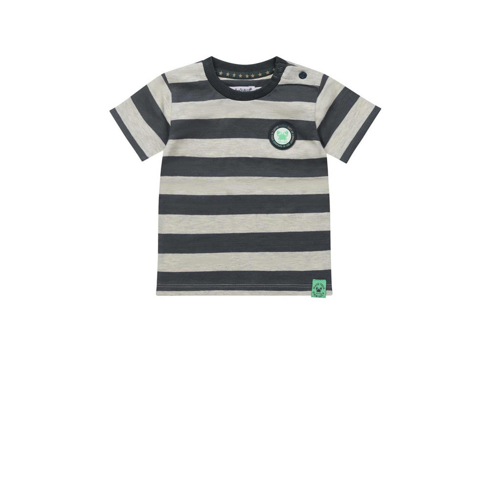 Donkerblauw en beige meisjes Dirkje gestreept T-shirt T-shirt ss van katoen met korte mouwen