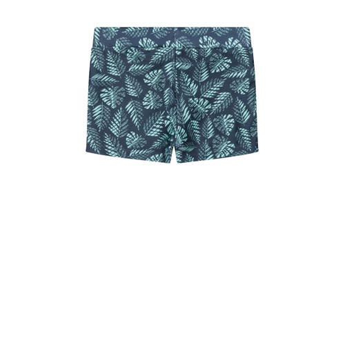 Dirkje zwemshort donkerblauw aquablauw Zwemboxer Jongens Polyester Blad 110 116