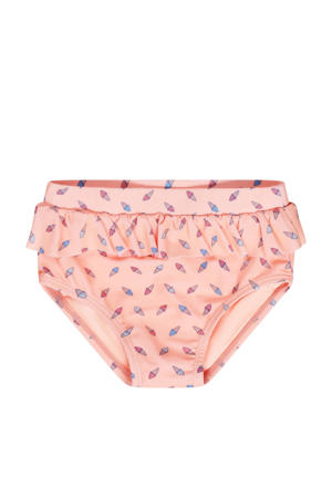 bikinibroekje met ruches perzik/multicolor