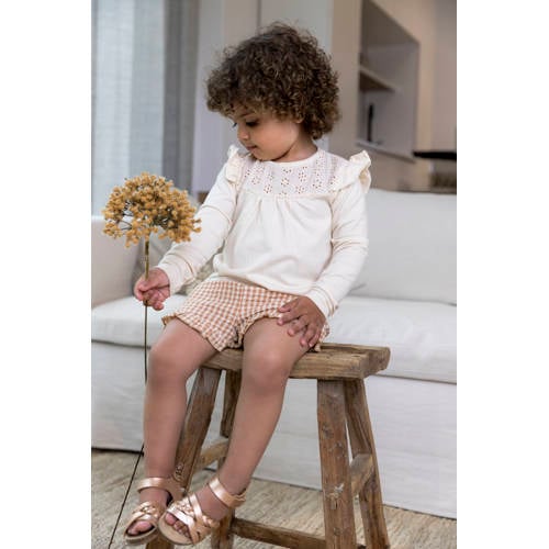 Dirkje geruite casual short Shorts beige wit Korte broek Meisjes Katoen 56