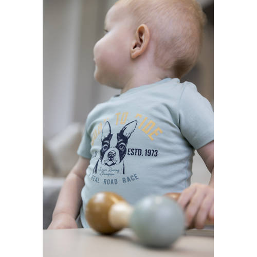 Dirkje T-shirt ss met printopdruk lichtblauw Jongens Katoen Ronde hals 56