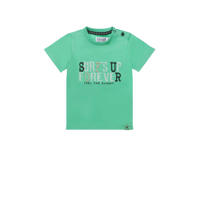 thumbnail: Groene jongens Dirkje T-shirt T-shirt ss van katoen met tekst print, korte mouwen en ronde hals