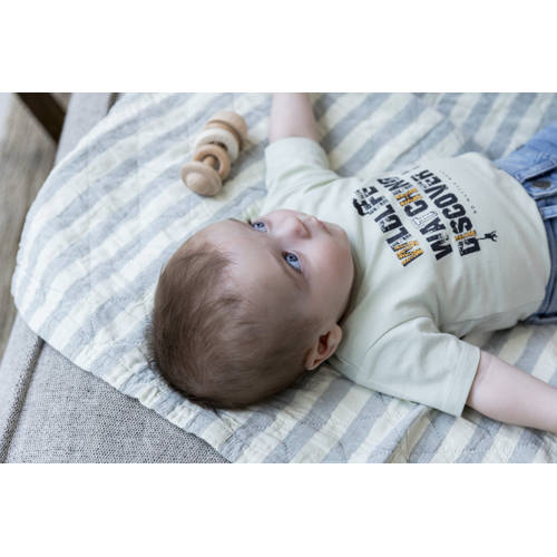 Dirkje T-shirt ss met tekst lichtgroen Jongens Katoen Ronde hals 56