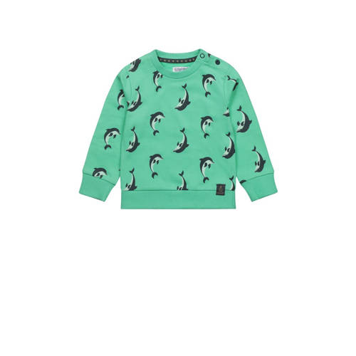 Dirkje sweater Sweater ls met all over print groen All over print