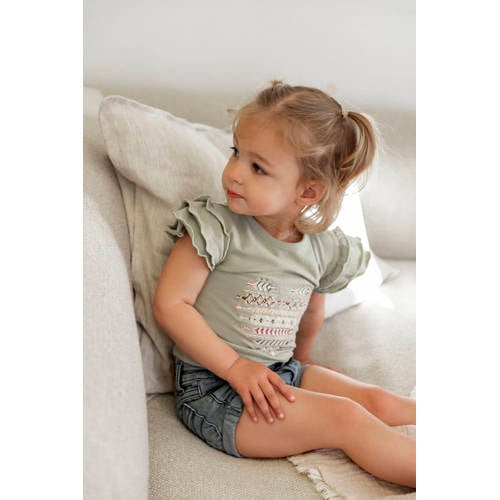 Dirkje T-shirt ss met printopdruk wit Meisjes Katoen Ronde hals 56