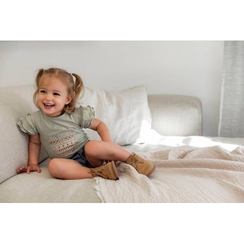 Dirkje T-shirt ss met printopdruk wit Meisjes Katoen Ronde hals 56