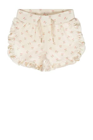 casual short Shorts met all over print wit/lichtroze