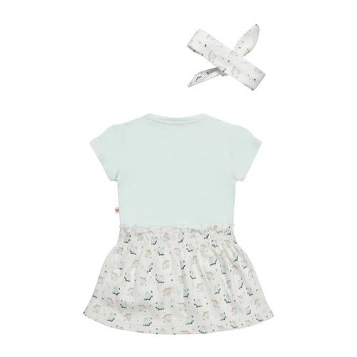 Dirkje jurk Dress ss + headband met all over print lichtblauw Meisjes Katoen Ronde hals 104