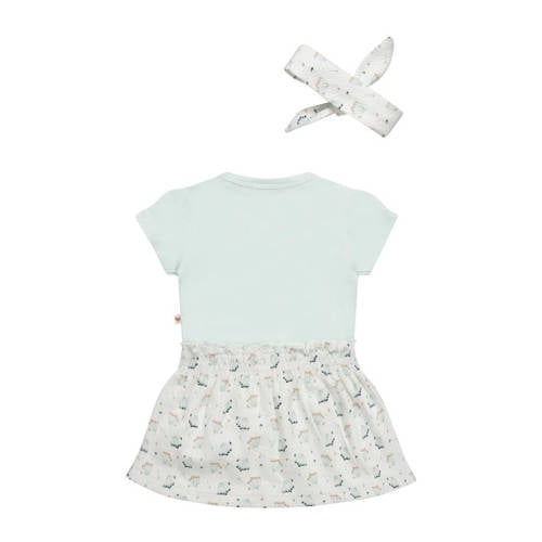 Dirkje jurk Dress ss + headband met all over print lichtblauw Meisjes Katoen Ronde hals 104