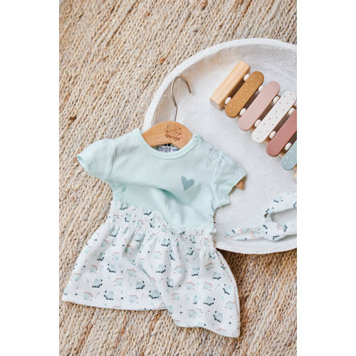 Dirkje jurk Dress ss + headband met all over print lichtblauw Meisjes Katoen Ronde hals 56