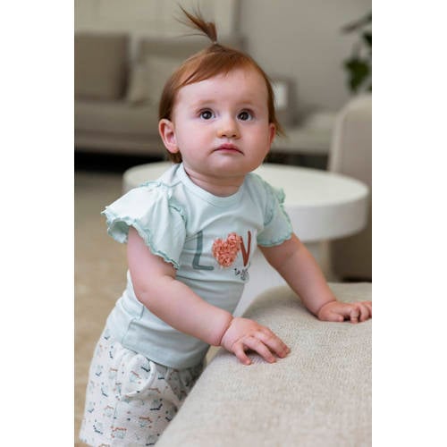 Dirkje T-shirt ss met printopdruk groen Meisjes Katoen Ronde hals 56