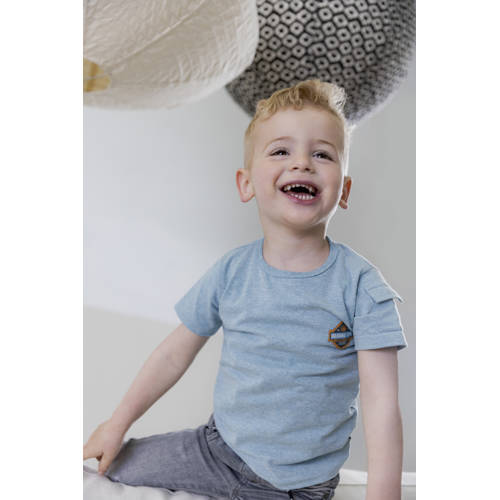 Dirkje T-shirt ss met logo blauw Jongens Katoen Ronde hals Logo 56