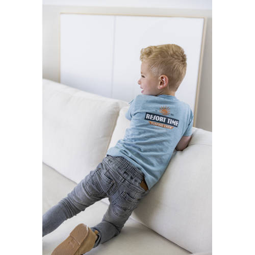 Dirkje T-shirt ss met logo blauw Jongens Katoen Ronde hals Logo 56