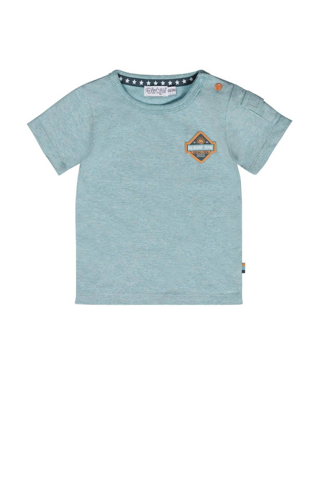 Blauwe jongens Dirkje T-shirt T-shirt ss van katoen met logo dessin, korte mouwen en ronde hals