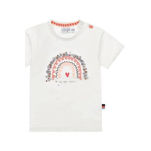 Dirkje T-shirt T-shirt ss met printopdruk wit Meisjes Katoen Ronde hals