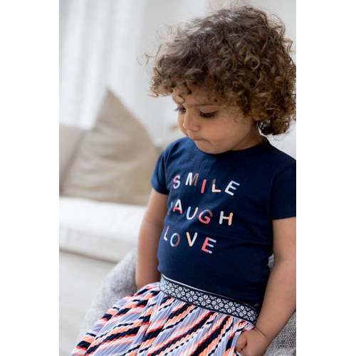 Dirkje T-shirt ss met tekst blauw Meisjes Katoen Ronde hals Tekst 56
