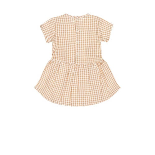 Dirkje geruite jurk Dress ss oranje wit Meisjes Katoen Ronde hals Ruit 104