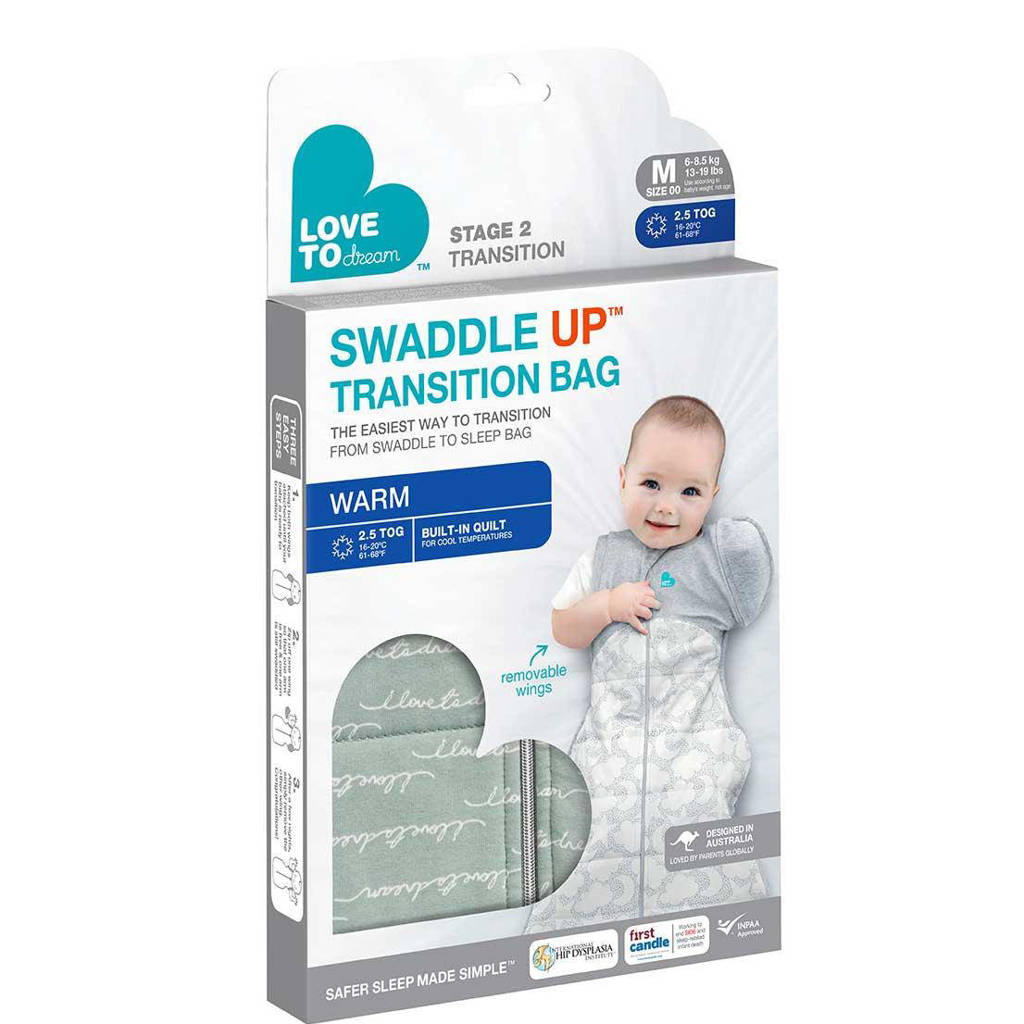Love to Dream SwaddleUp overgangsslaapzak Fase 2 TOG 0,2 wit/grijs Love to Dream SwaddleUp overgangsslaapzak Fase 2 TOG 0,2 wit/grijs