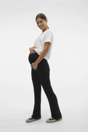 thumbnail: Zwarte dames MAMALICIOUS high waist flared zwangerschapslegging van modal met elastische tailleband