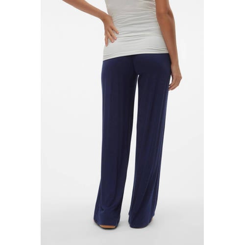 Mamalicious wide leg broek MLALISON kobaltblauw Dames Viscose Effen S