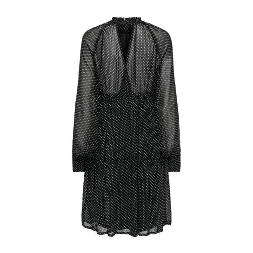 ONLY MATERNITY semi-transparante zwangerschapsjurk OLMISABELLA met plooien zwart Dames Polyester Opstaande kraag S