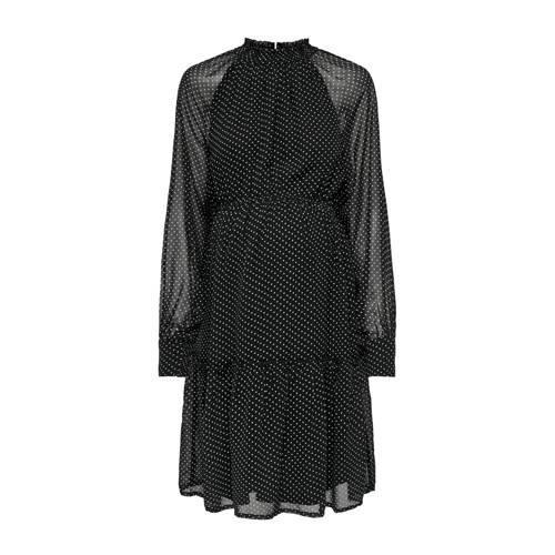 ONLY MATERNITY semi-transparante zwangerschapsjurk OLMISABELLA met plooien zwart Dames Polyester Opstaande kraag S